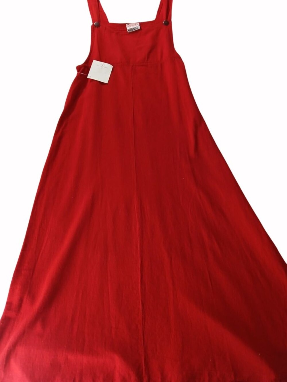 Vintage Maria Guadalajara Red Cotton Jumper Dress Size L Mexico Overalls NOS - Picture 5 of 16